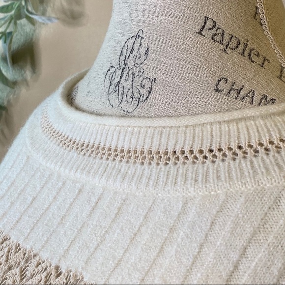 Zara ~ Cream Lace Striped Sweater - Picture 5 of 7